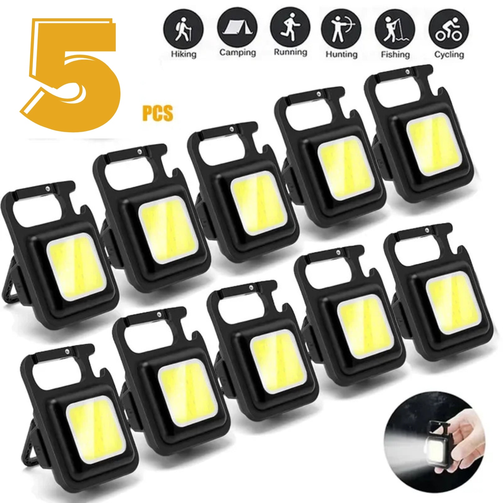 3x Mini lampe de poche de camping multifonctionnelle portable + 2 OFFERTES