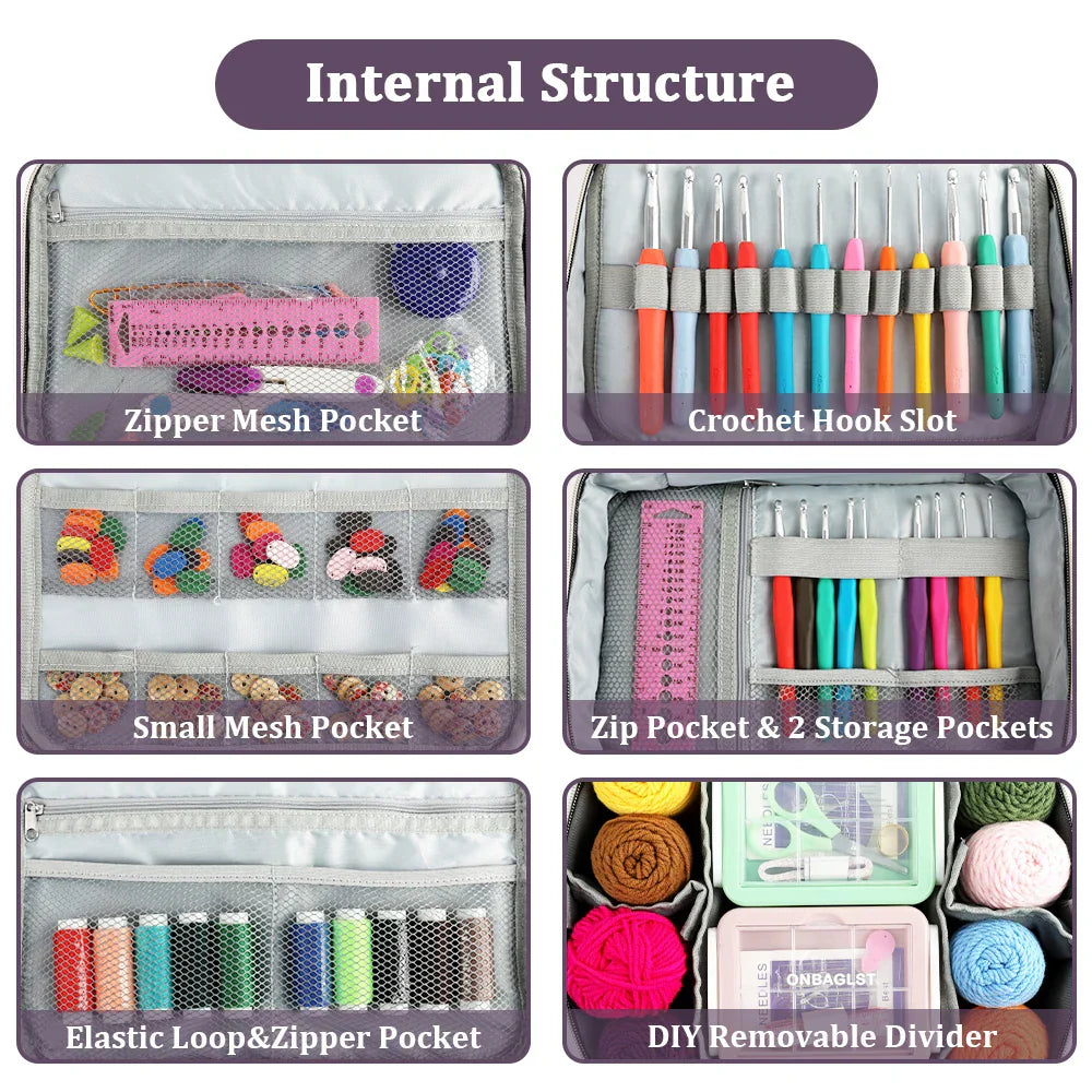 Mallette Grande Capacité de Rangement pour Crochet & Accessoires