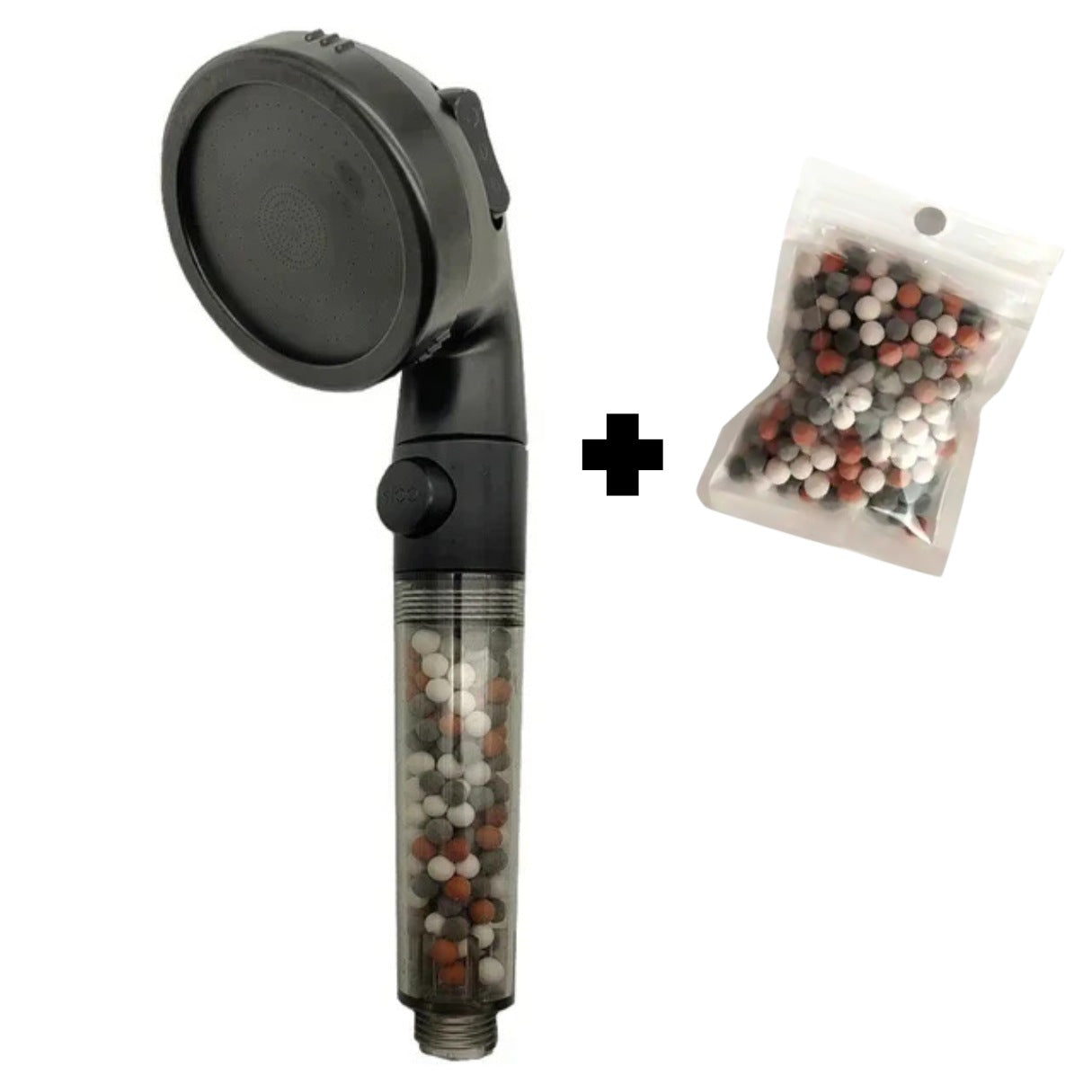 Pommeau de Douche Écologique Haute Pression 3 Jets Relaxants - Recharge Billes OFFERTE