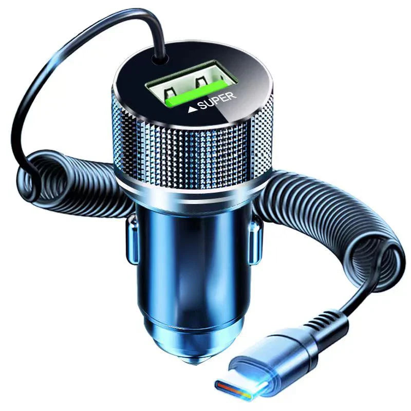 Chargeur Voiture USB-C 2-en-1 – Charge Ultra Rapide 12V pour iPhone, Samsung, Huawei et OPPO