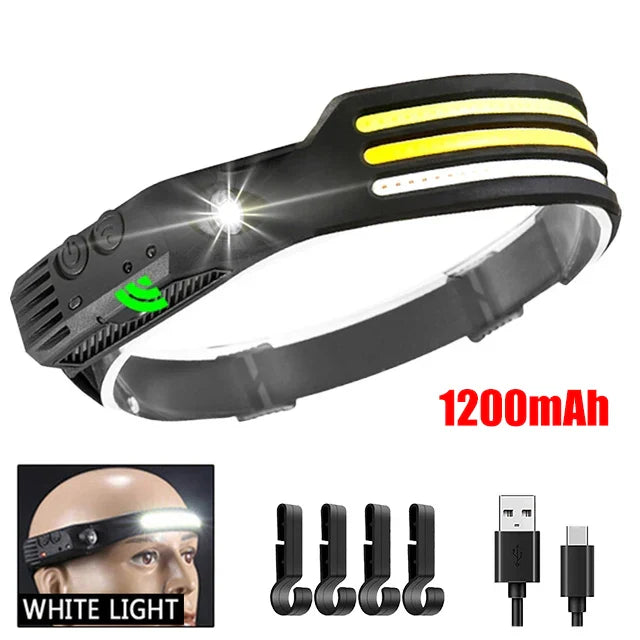 Lampe Frontale 230° Vision Large & Capteur Mouvement