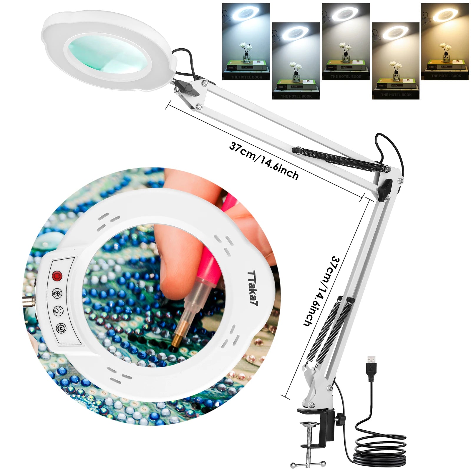 Loupe Grossissante 10X à LED USB & Pince-Étau