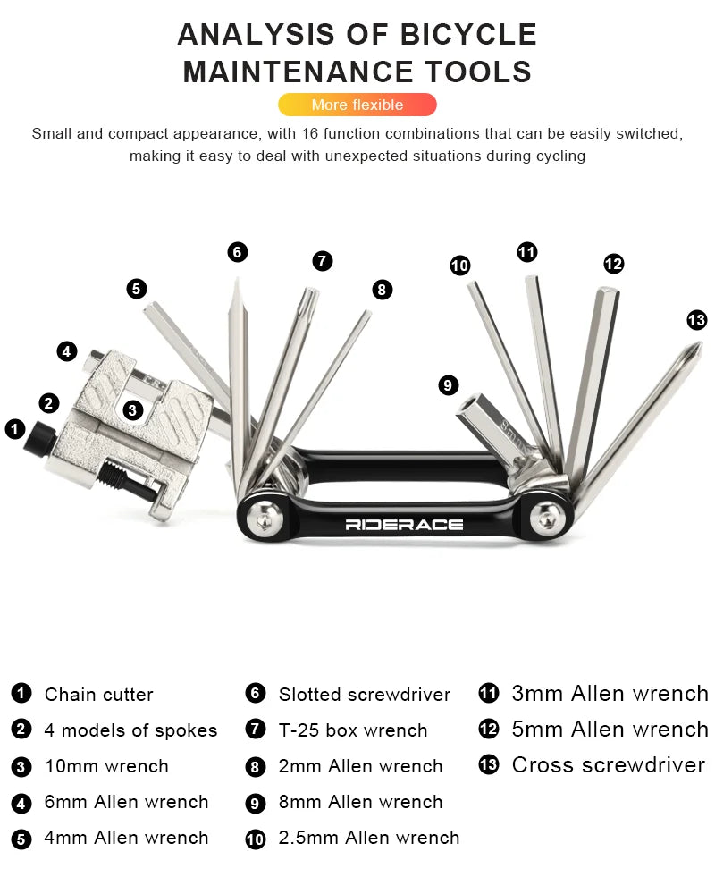 Multi Outils Vélo 16 en 1