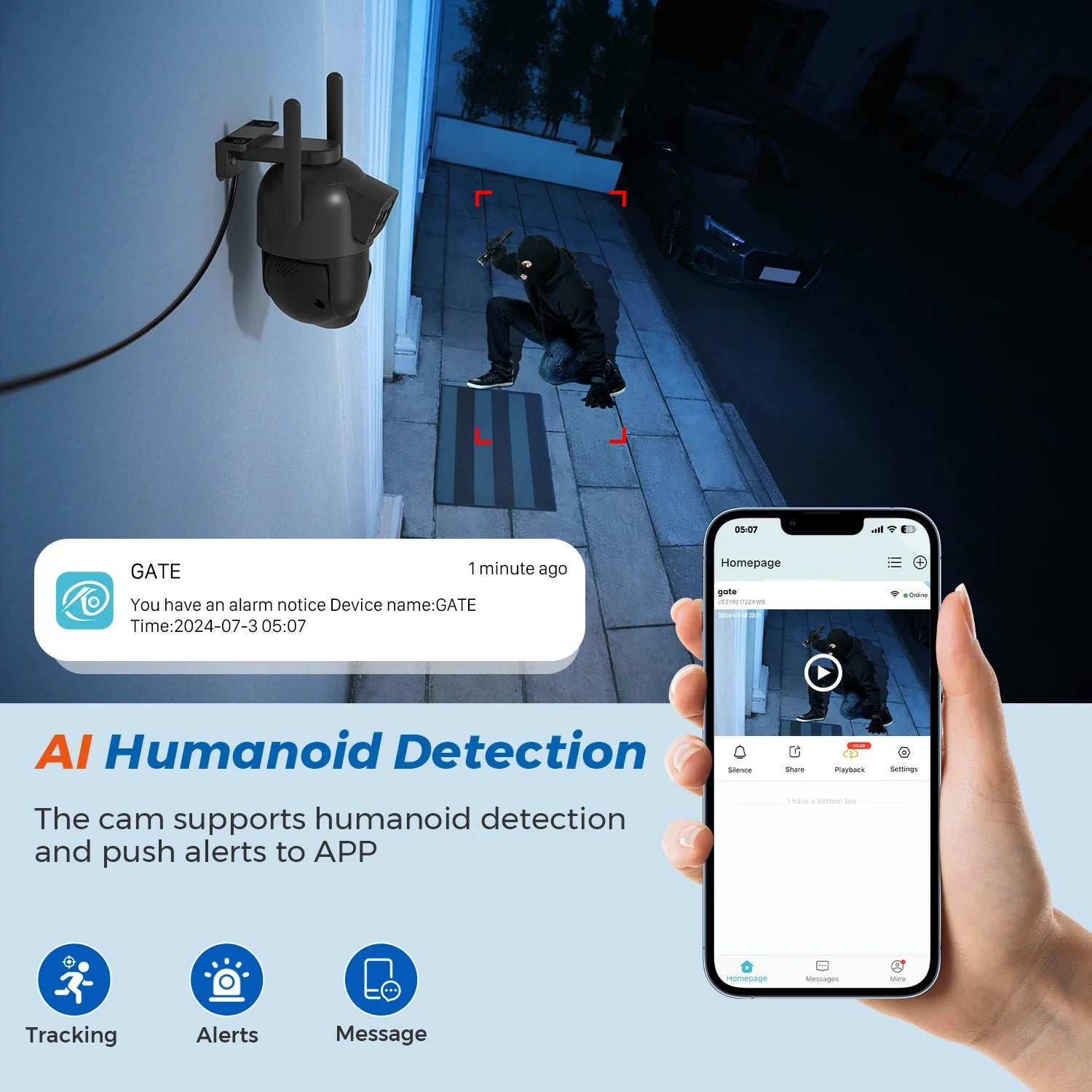 Caméra de Sécurité 5K Double Objectif – Vision 360° + Carte 32GB