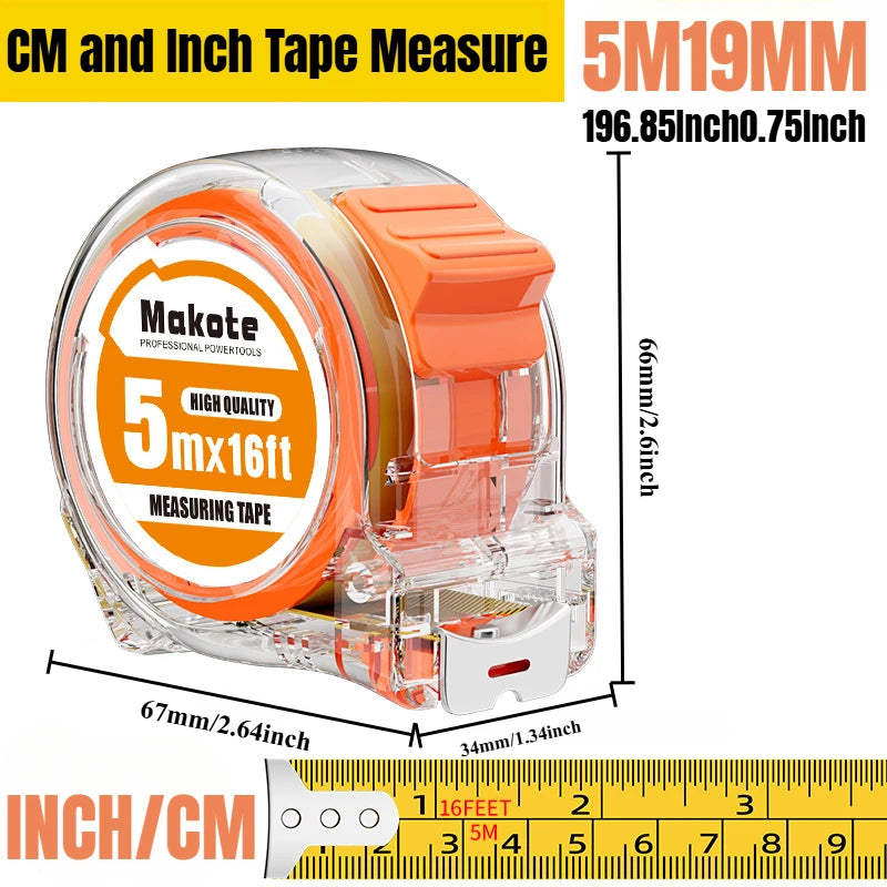 Ruban à mesurer rétractable en acier impérial - 3M/5M/7,5M