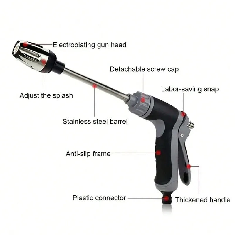 Pistolet d'arrosage de jardin à haute pression à longue tige et réservoir