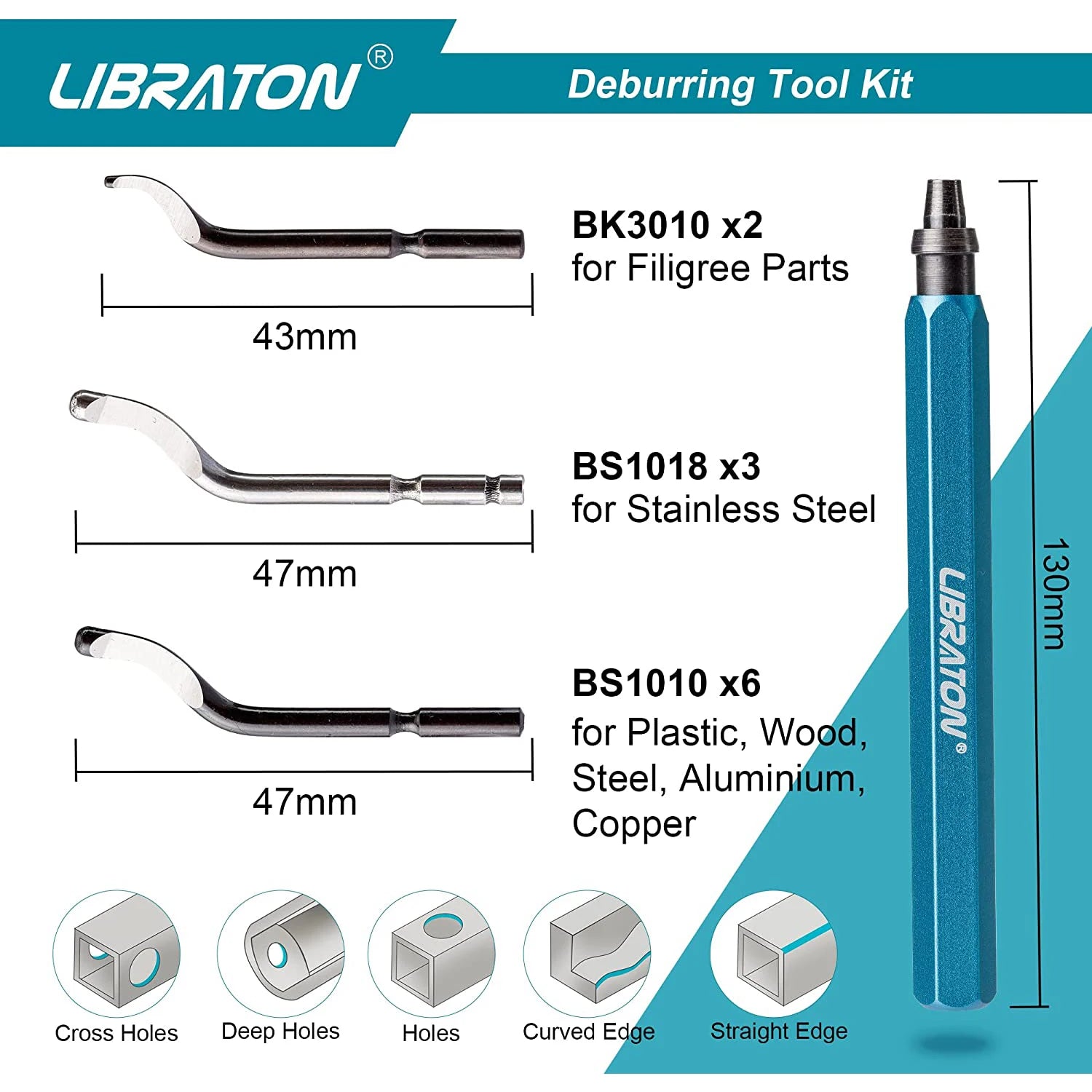 Outils d'Ébavurage + 11 Lames en Acier