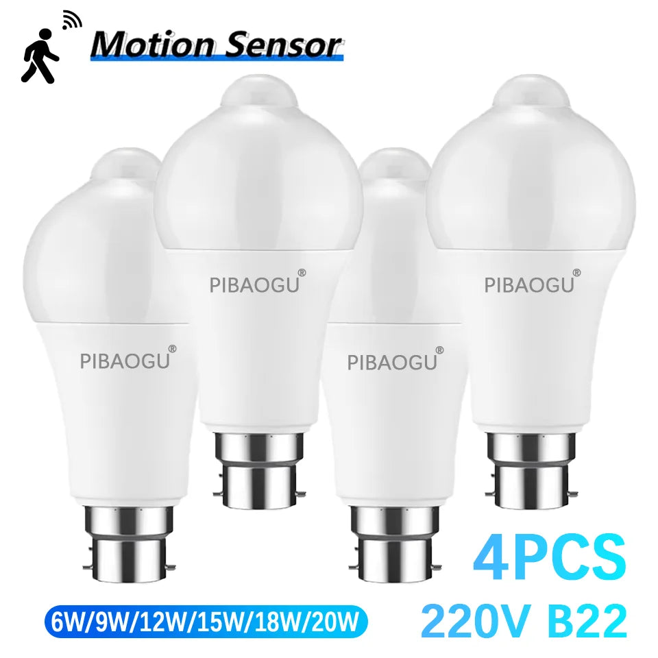 Lot de 4 Ampoules LED Economiques avec Détecteur de Mouvement