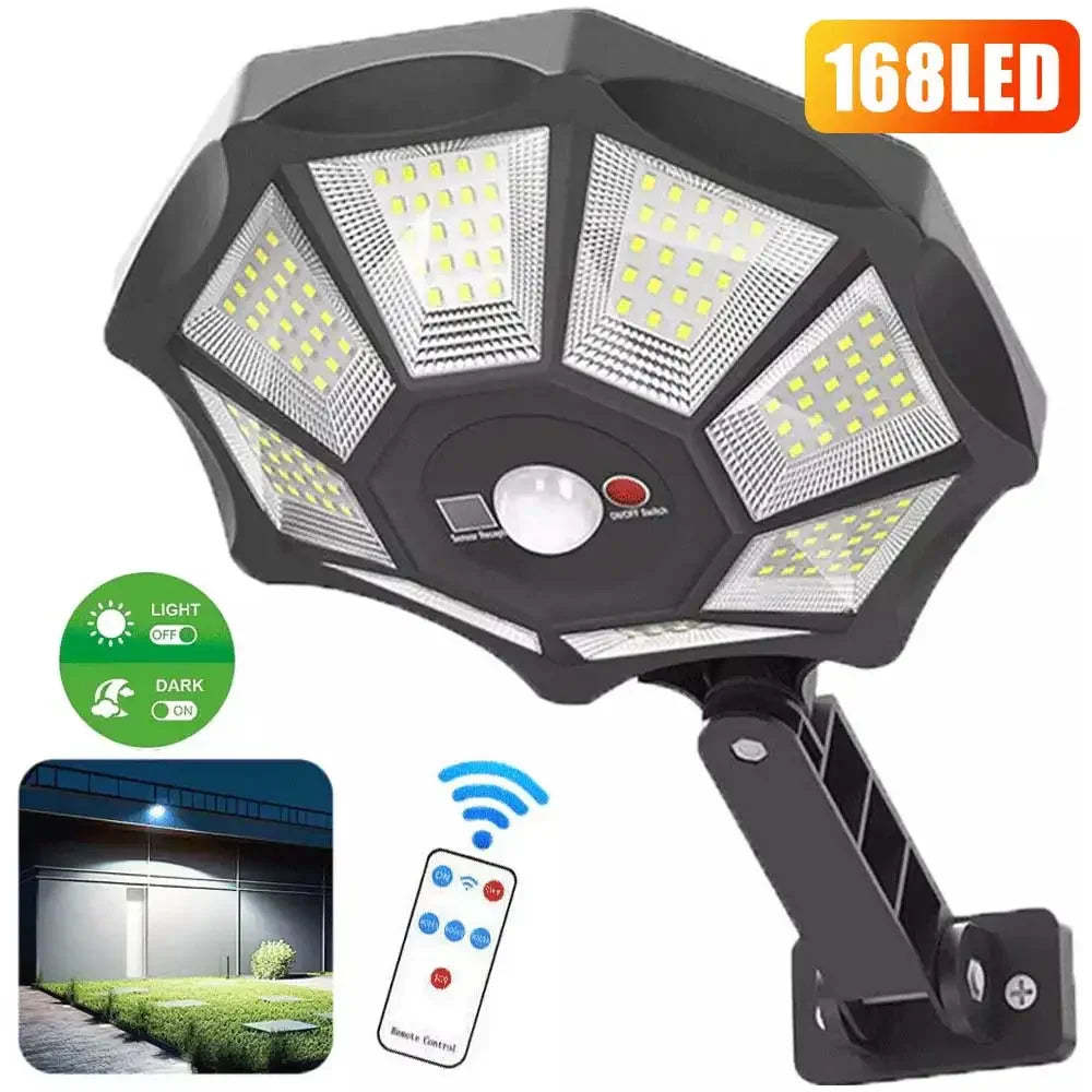 Lampe Solaire 168 LED Étanche 12H d'Éclairage Capteur de Mouvement