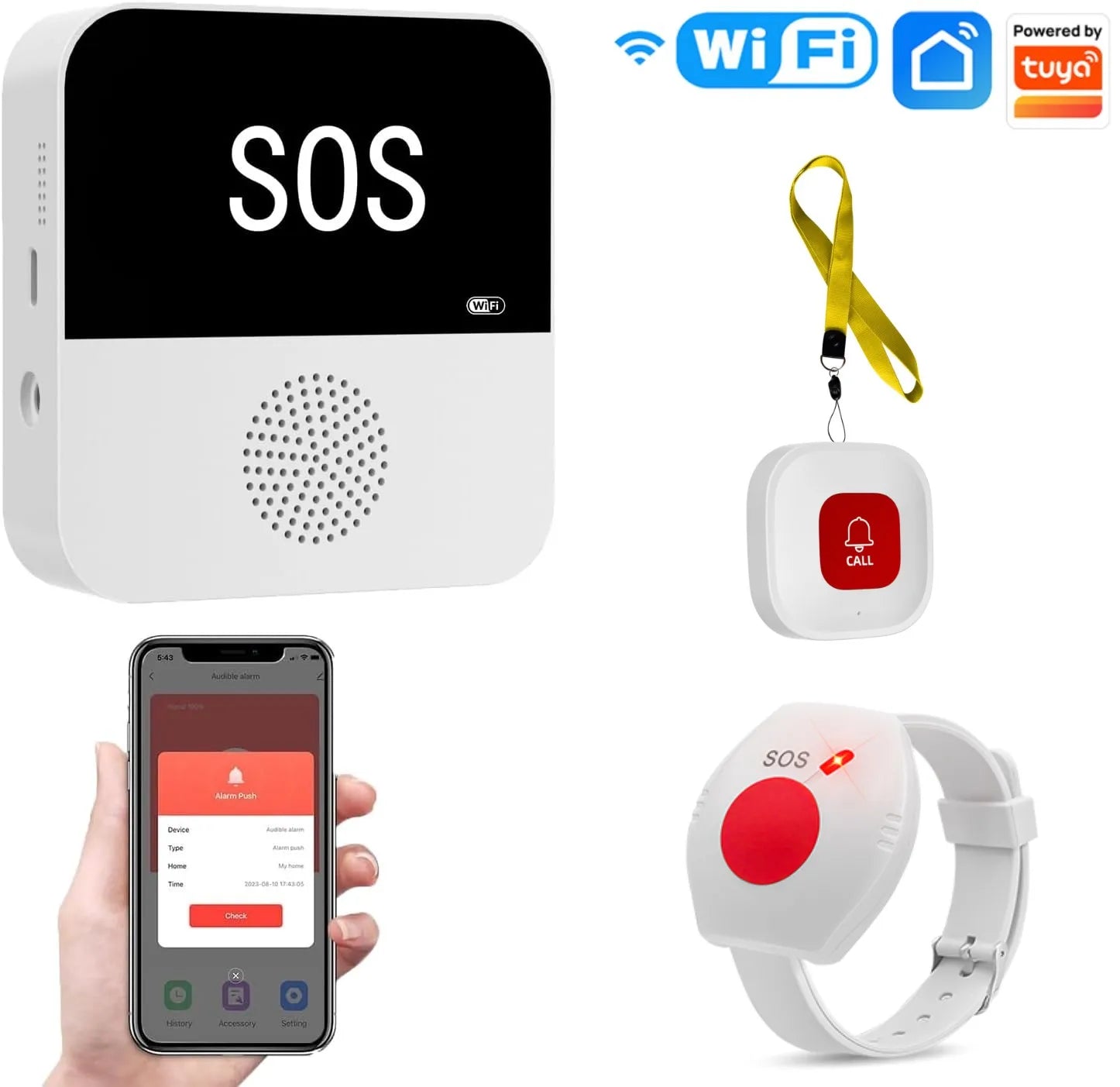 bouton d'urgence WIFI pour personnes âgées