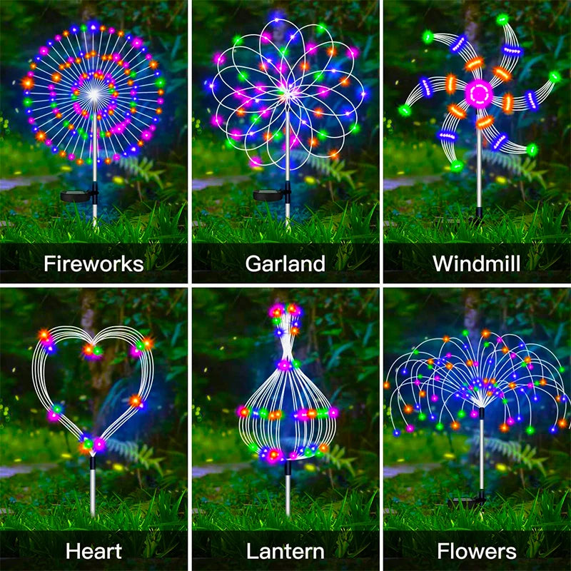 Lot de 2 Lampes LED Solaires - Effet Feu D'artifice