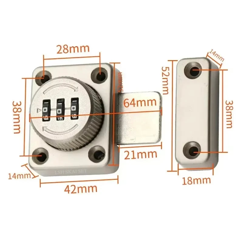 Serrure de porte en Alliage à Combinaison de 3 Chiffres