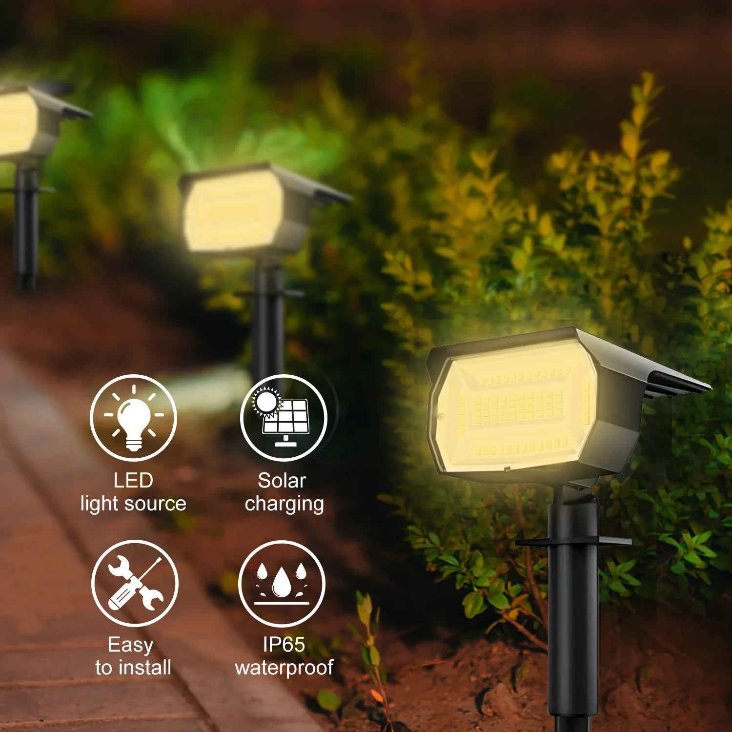 Projecteurs Solaires 72 LED IP65 – 3 Modes Extérieurs