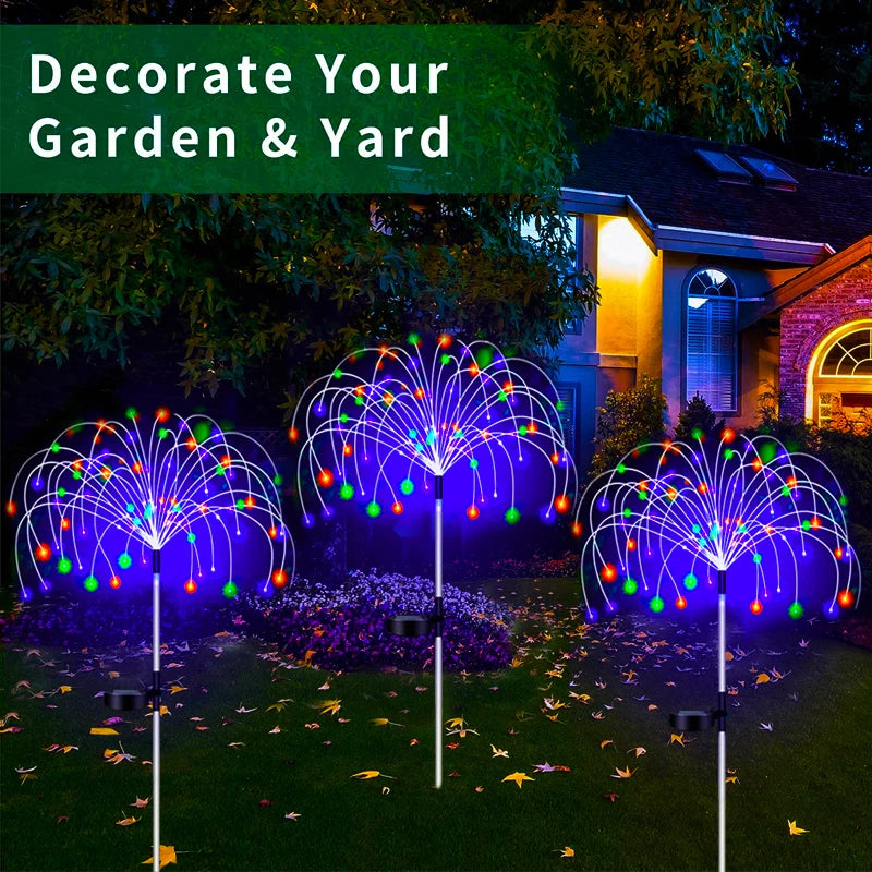 Lot de 2 Lampes LED Solaires - Effet Feu D'artifice