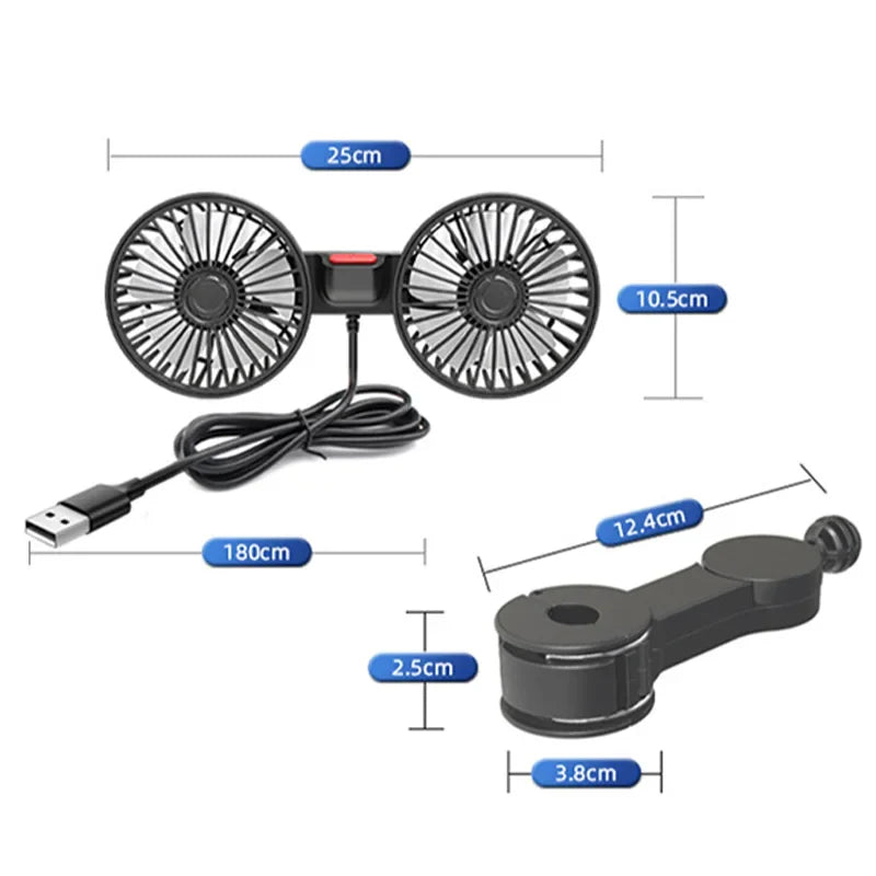 Ventilateur de Voiture USB Appui-Tête pour Siège Arrière