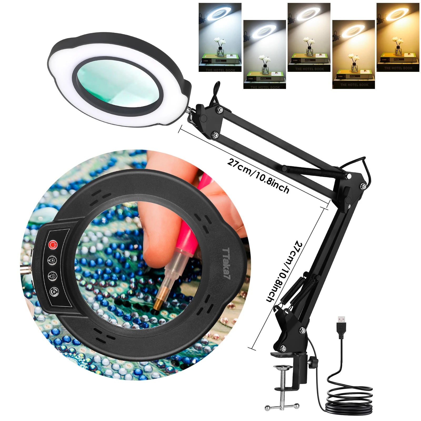 Loupe Grossissante 10X à LED USB & Pince-Étau