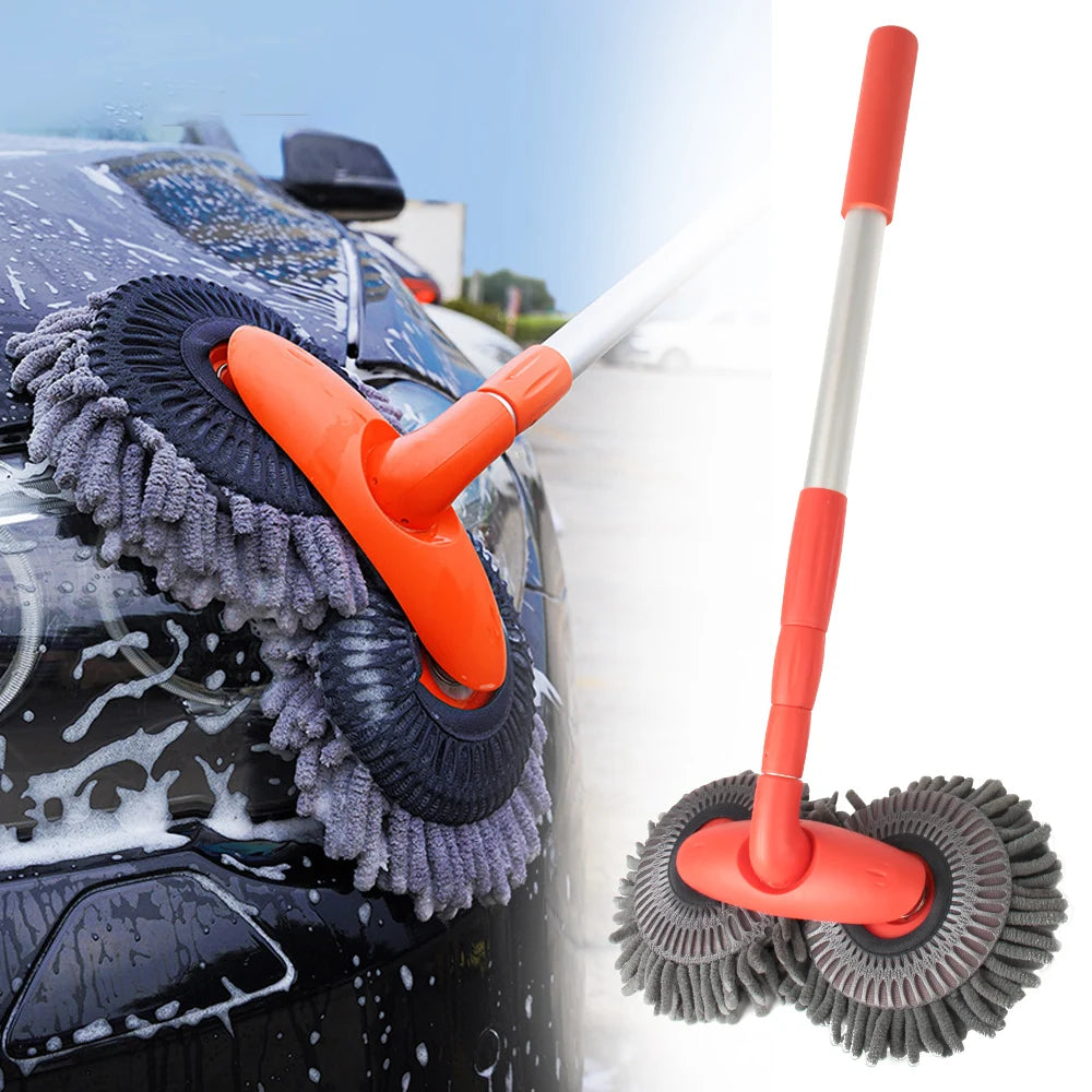 Vadrouille de lavage de voiture à double tête rotative