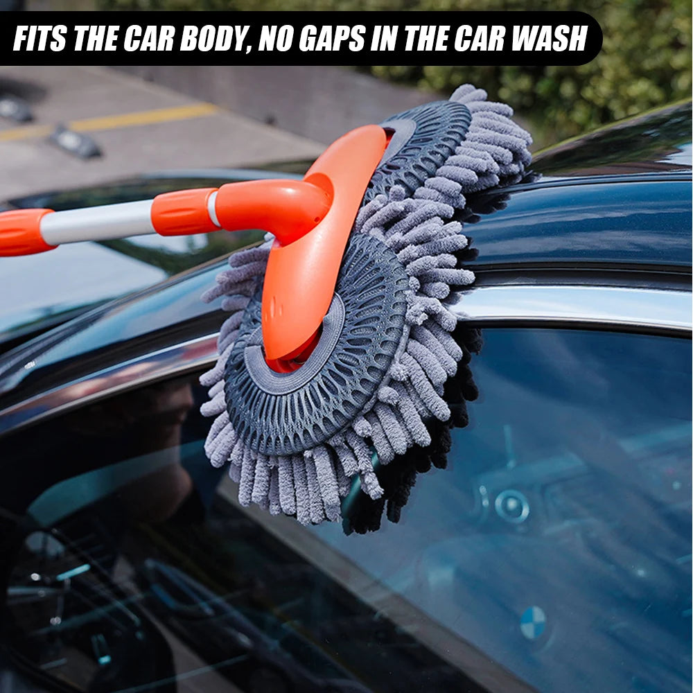 Vadrouille de lavage de voiture à double tête rotative