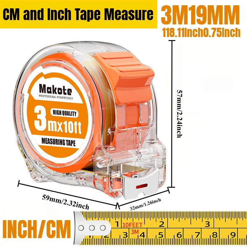 Ruban à mesurer rétractable en acier impérial - 3M/5M/7,5M