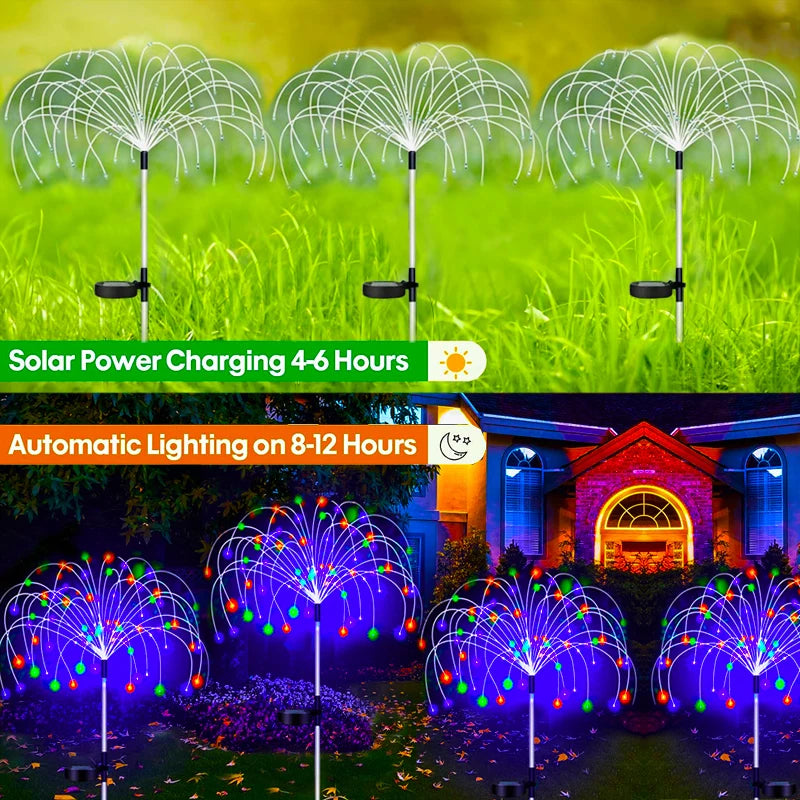 Lot de 2 Lampes LED Solaires - Effet Feu D'artifice