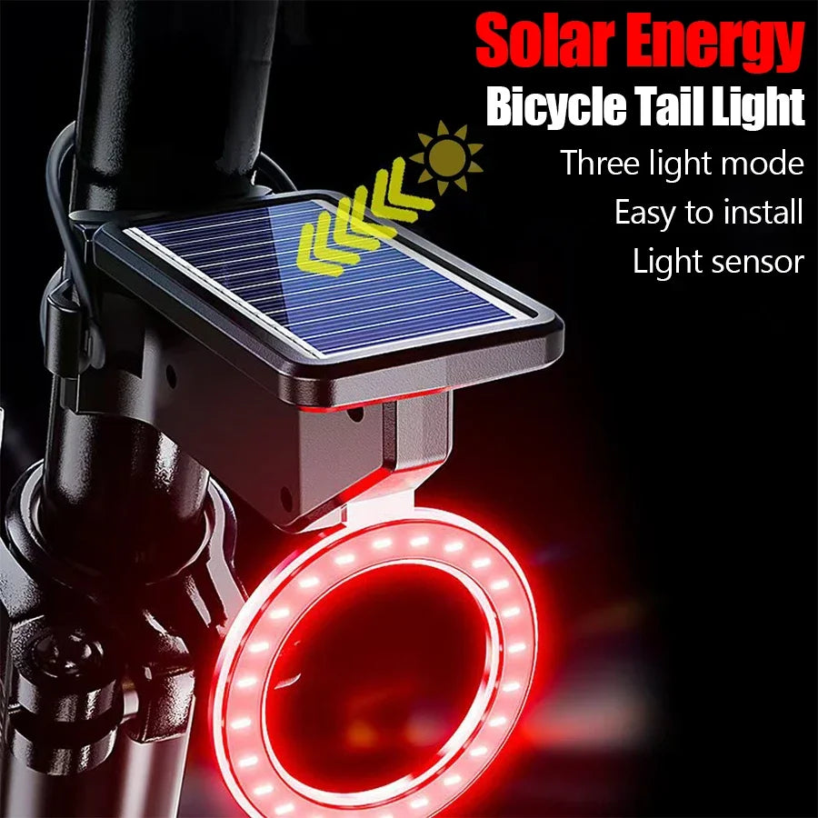 Feu Arrière Vélo LED Solaire Étanche 3 Modes