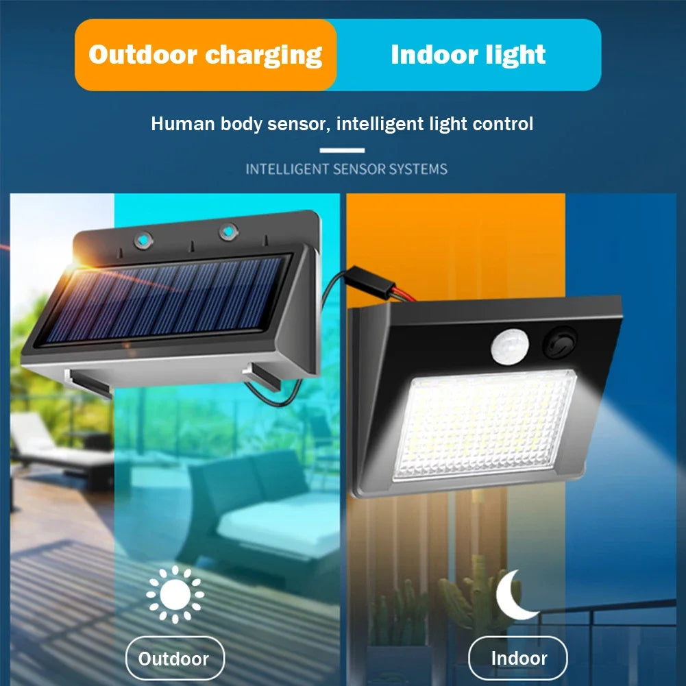 Lampe Murale Solaire 48 LED – Panneau Séparable