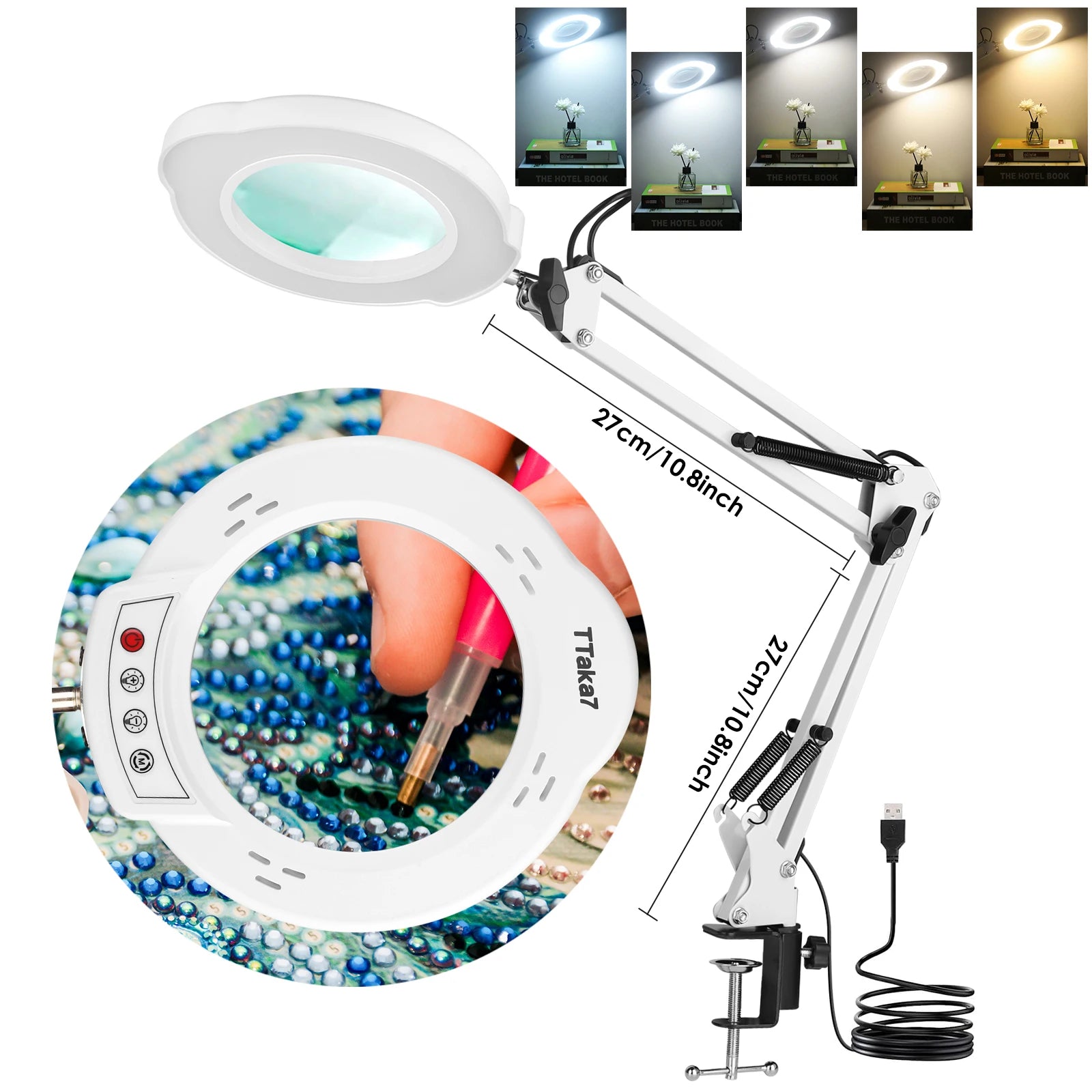 Loupe Grossissante 10X à LED USB & Pince-Étau