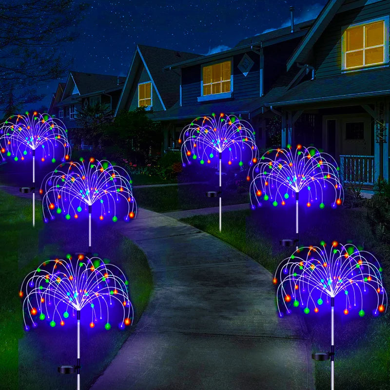 Lot de 2 Lampes LED Solaires - Effet Feu D'artifice
