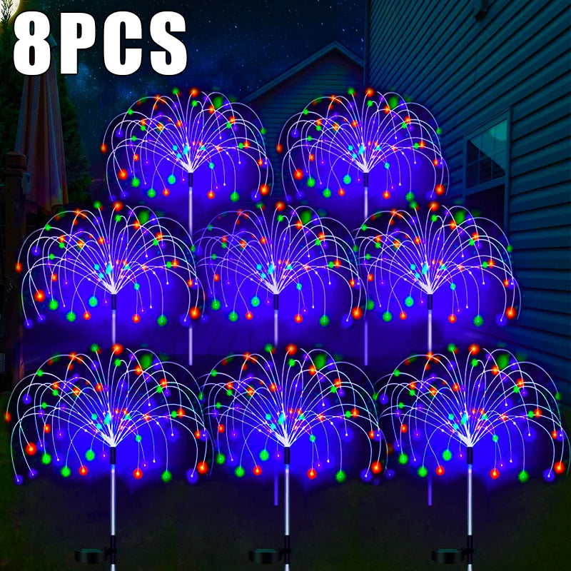 Lot de 2 Lampes LED Solaires - Effet Feu D'artifice