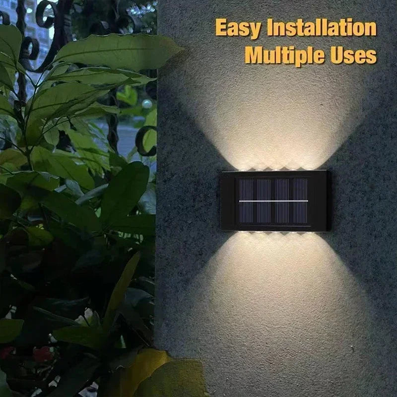 Lot de 4 Appliques Solaires Murales Doubles Faisceaux 16LED 1200mAh