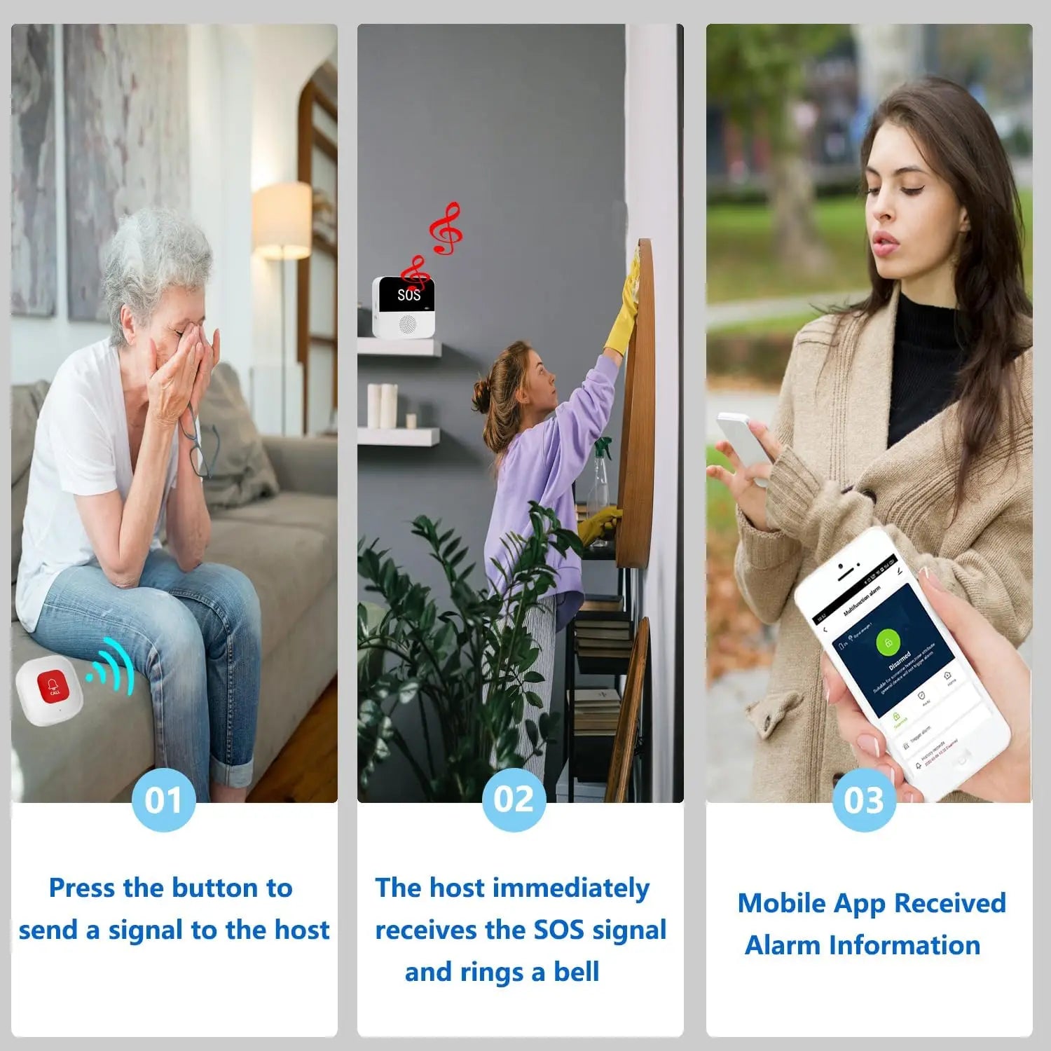 bouton d'urgence WIFI pour personnes âgées