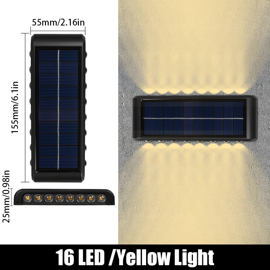 Lot de 4 Appliques Solaires Murales Doubles Faisceaux 16LED 1200mAh
