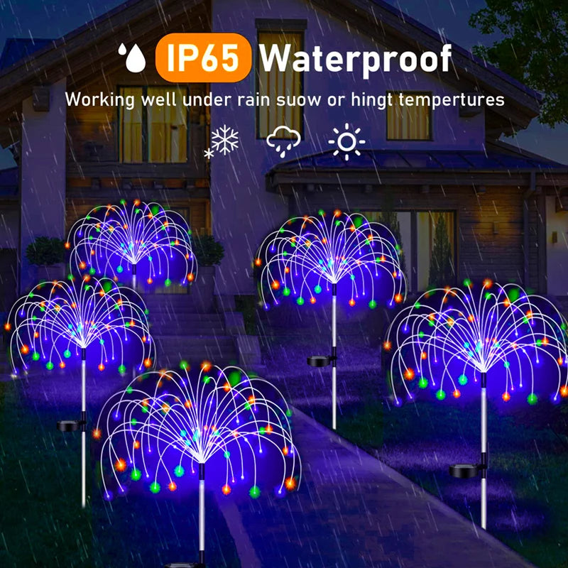 Lot de 2 Lampes LED Solaires - Effet Feu D'artifice