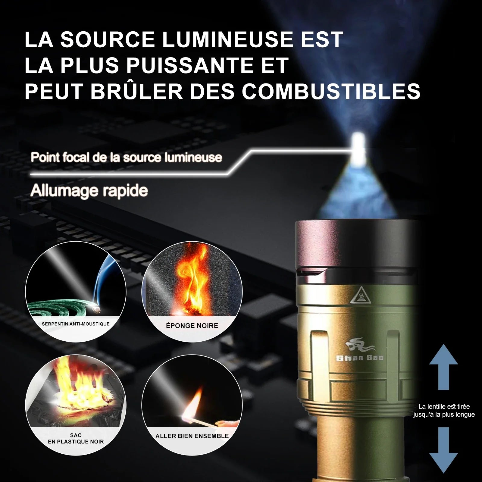 Lampe Torche Puissante Étanche Zoom 3000LM