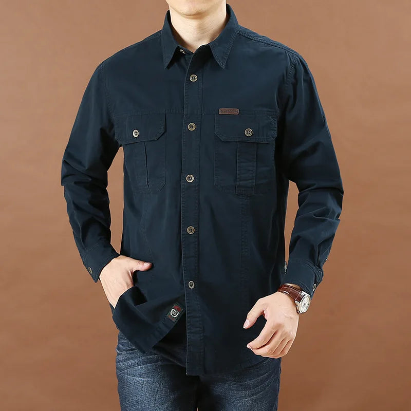 Chemise Style Armée 100% Coton - Printemps/Automne