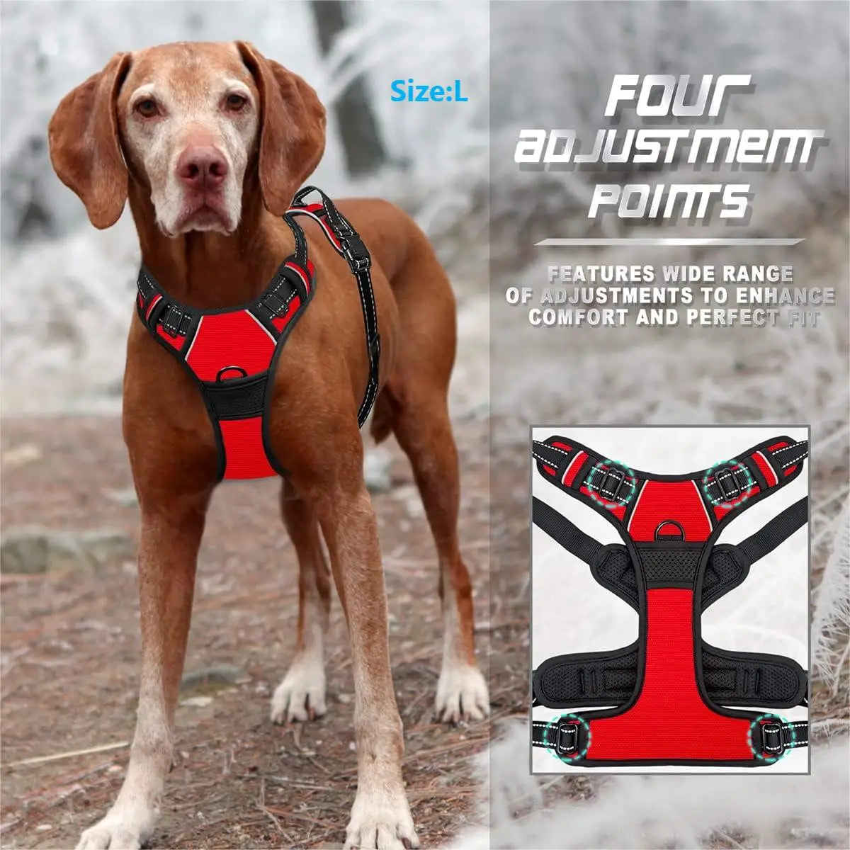 Harnais pour chiens réfléchissant et respirant avec poignée