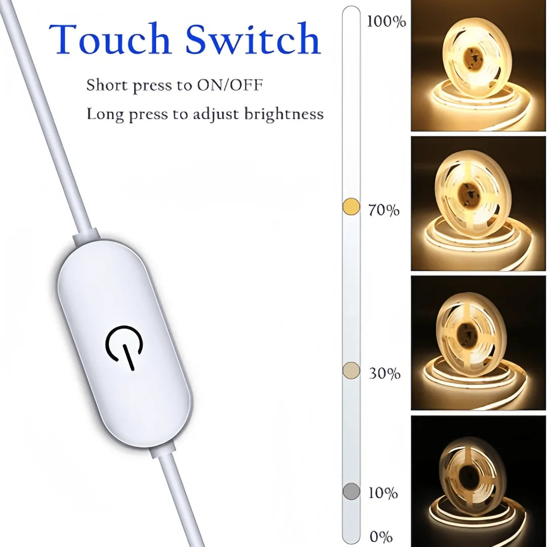 Bande LED USB Tactile à Intensité Réglable