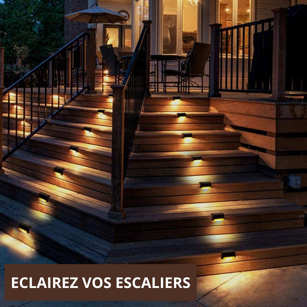 Lot de 8 Lampes LED solaires pour escaliers