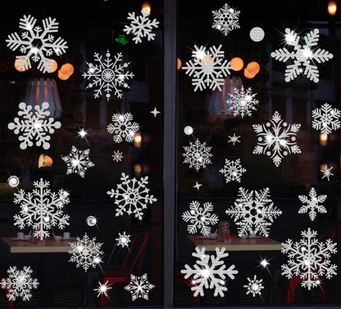 Lot de 2 assortiments d'autocollants flocon de neige de Noël
