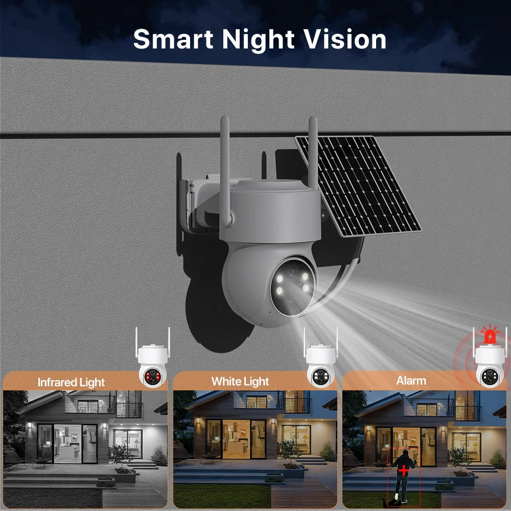 Caméra de Surveillance Solaire WiFi PTZ 360° Sans Fil - 4MP