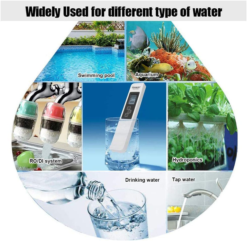 Testeur de qualité de l'eau TDS Mètre 0-9990 ppm TDS mètre pour eau potable,  aquariums, etc. : : Jardin