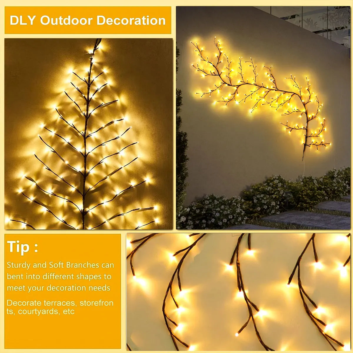 Arbre Lumineux Mural Solaire & Wateproof
