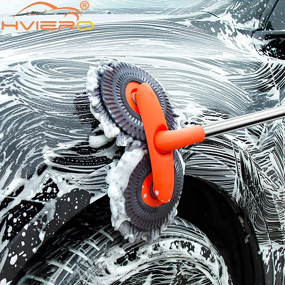 Brosse Télescopique Microfibre Lavage Voiture à Double Tête Pivotante
