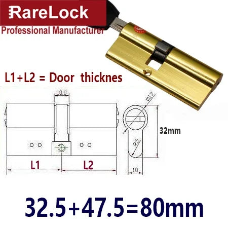 Serrure de Porte Cylindre 10 Tailles & 7 Clés