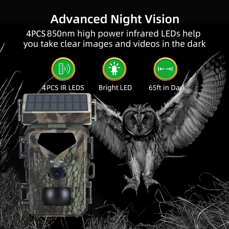 Caméra de Chasse Solaire 20MP Carte 32GB - Vision Nocturne