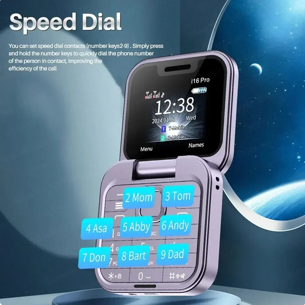 Mini Téléphone Portable Pliable Servo i16 Pro - Dual Sim & Raccourcis Appels
