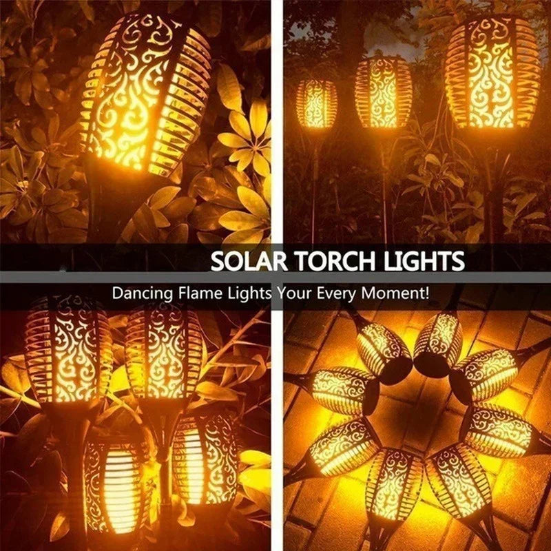 Torche à Flamme Solaire Étanche pour Décoration de Jardin - 4 pièces