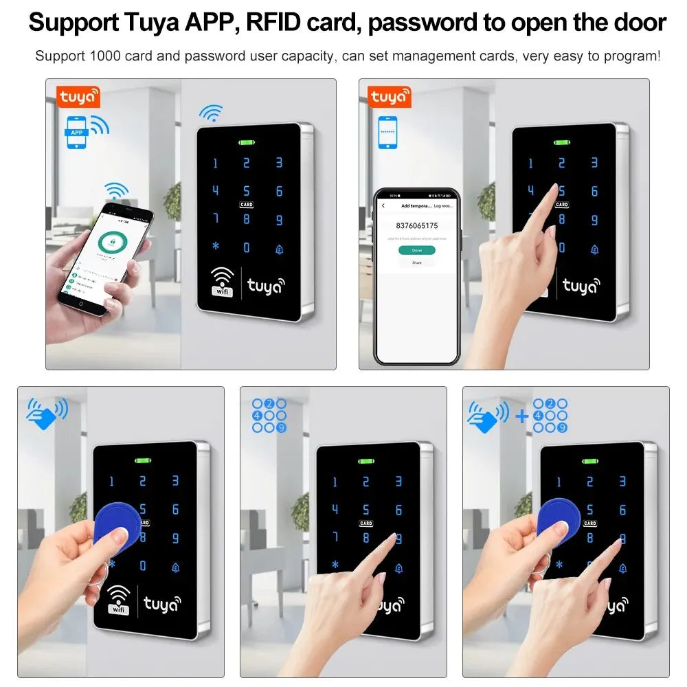 Serrure de porte intelligente S10W Tuya - 10 Badges OFFERTS