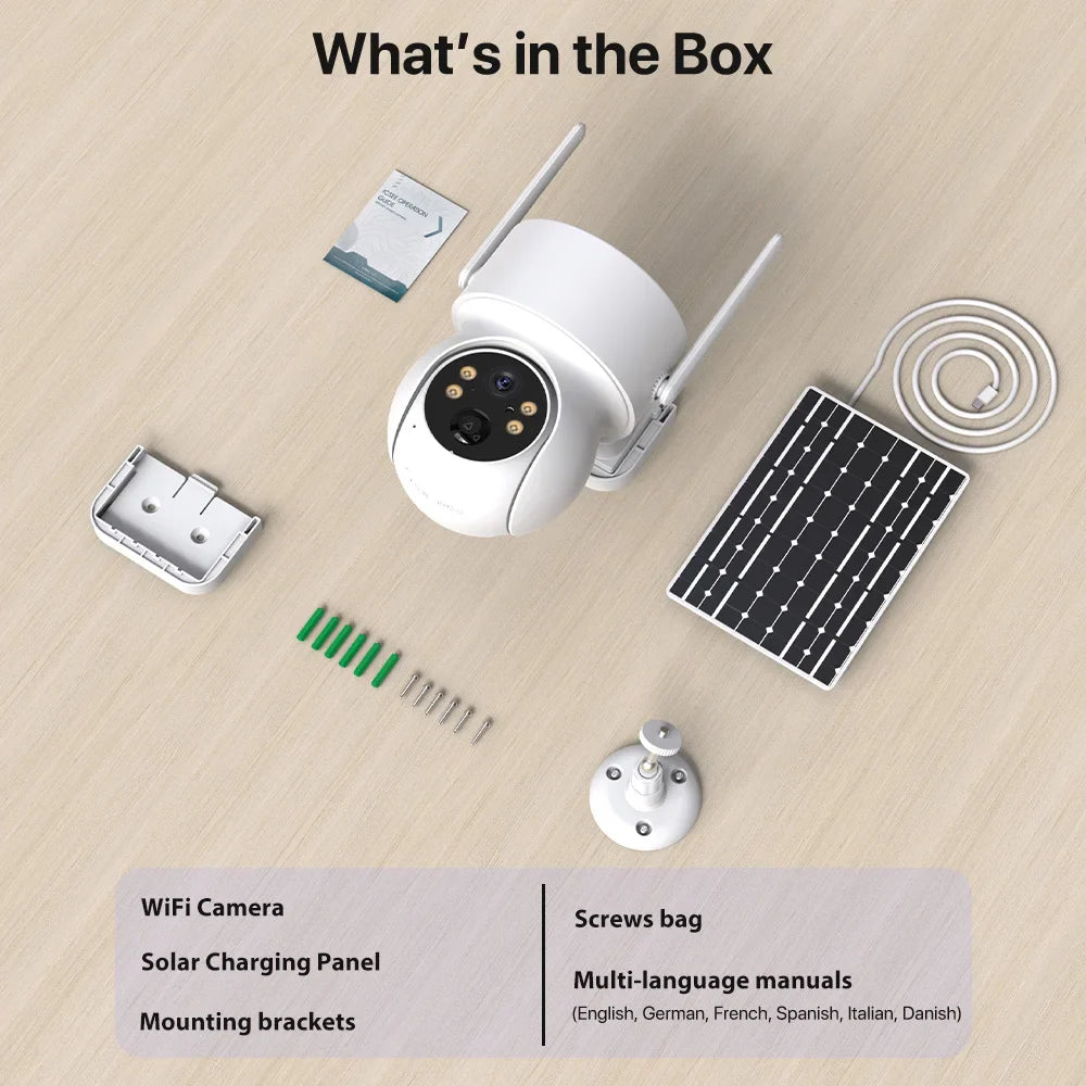 Caméra de Surveillance Solaire WiFi PTZ 360° Sans Fil - 4MP