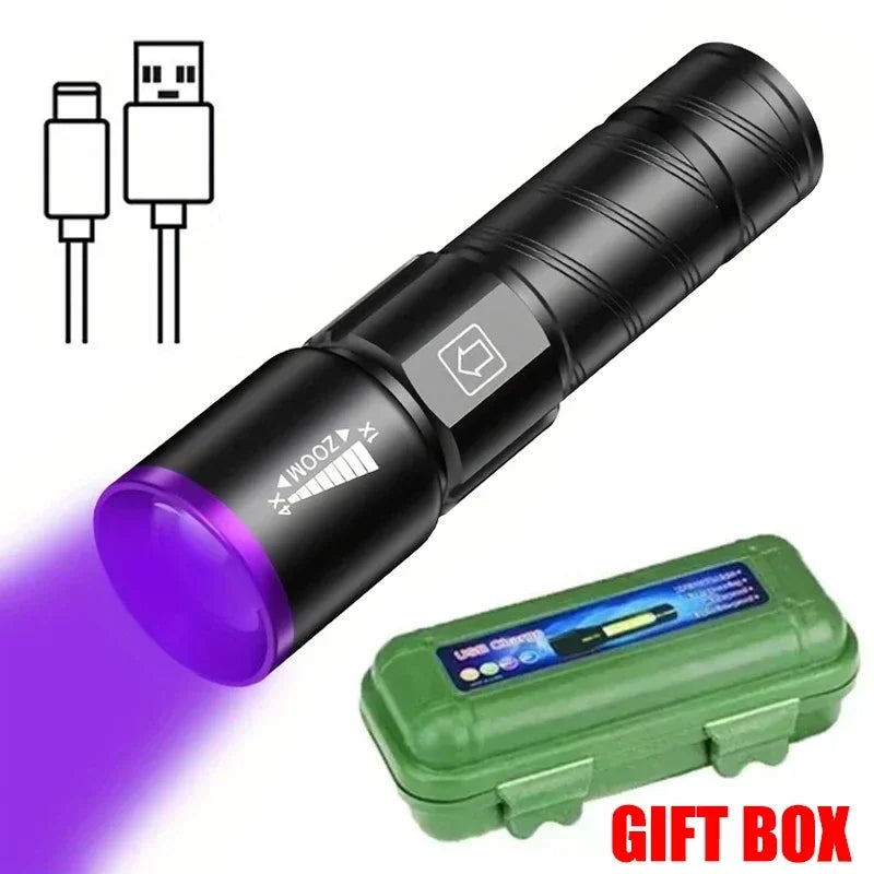 Lampe Torche UV Rechargeable 3 Modes & USB